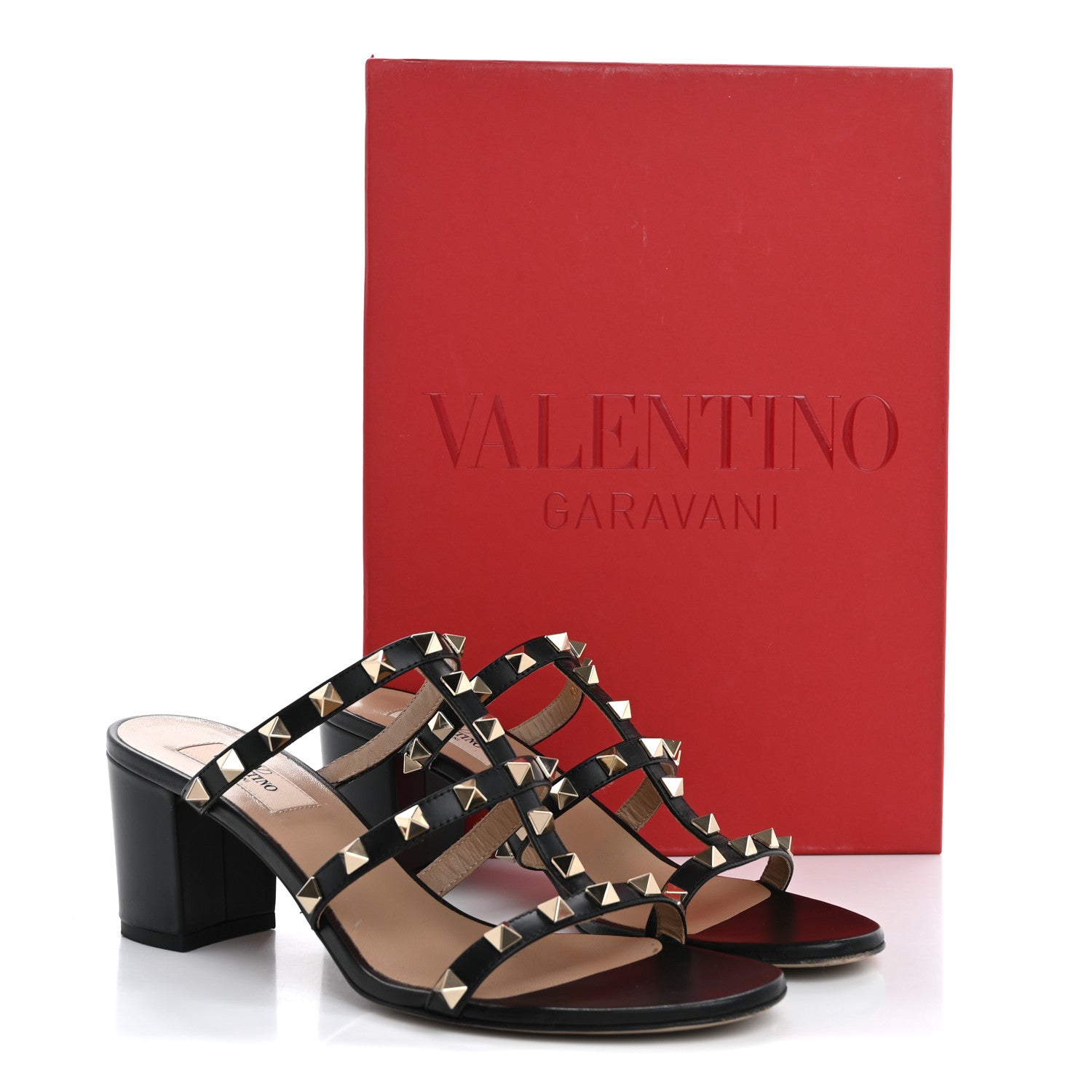 Valentino Garavani Calfskin Rockstud 60mm Caged Slide Sandals 38.5 Black 10 of 10