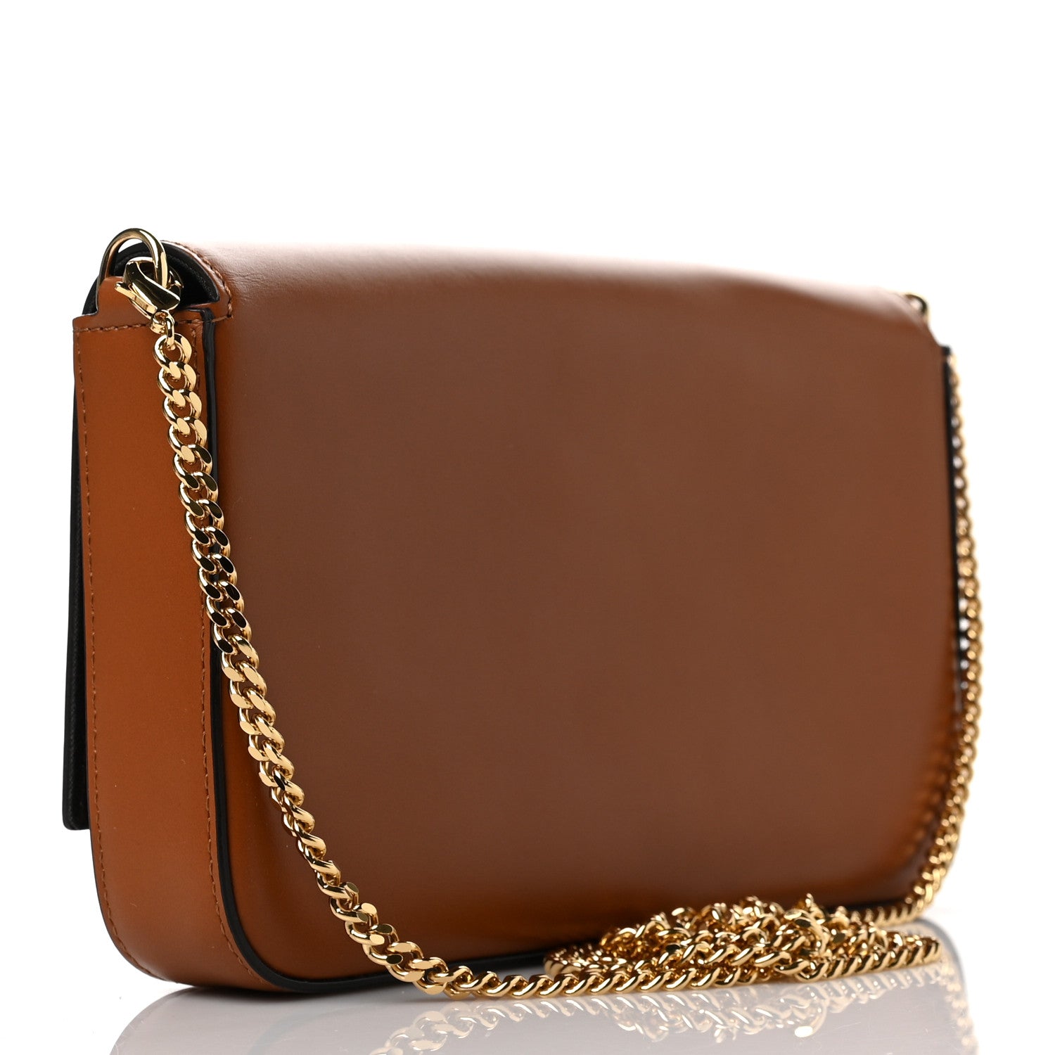 Fendi Vitello King Tamponato Logo Embossed Envelope Wallet On Chain with Pouches Cuoio 3 of 8