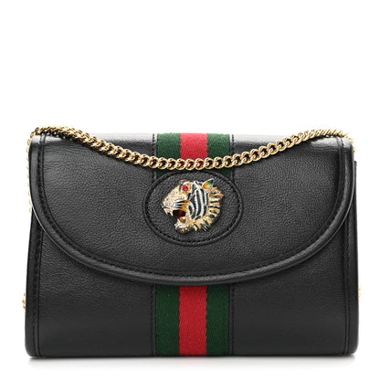 Gucci Textured Calfskin Web Mini Rajah Slim Flap Shoulder Bag Black 1 of 10