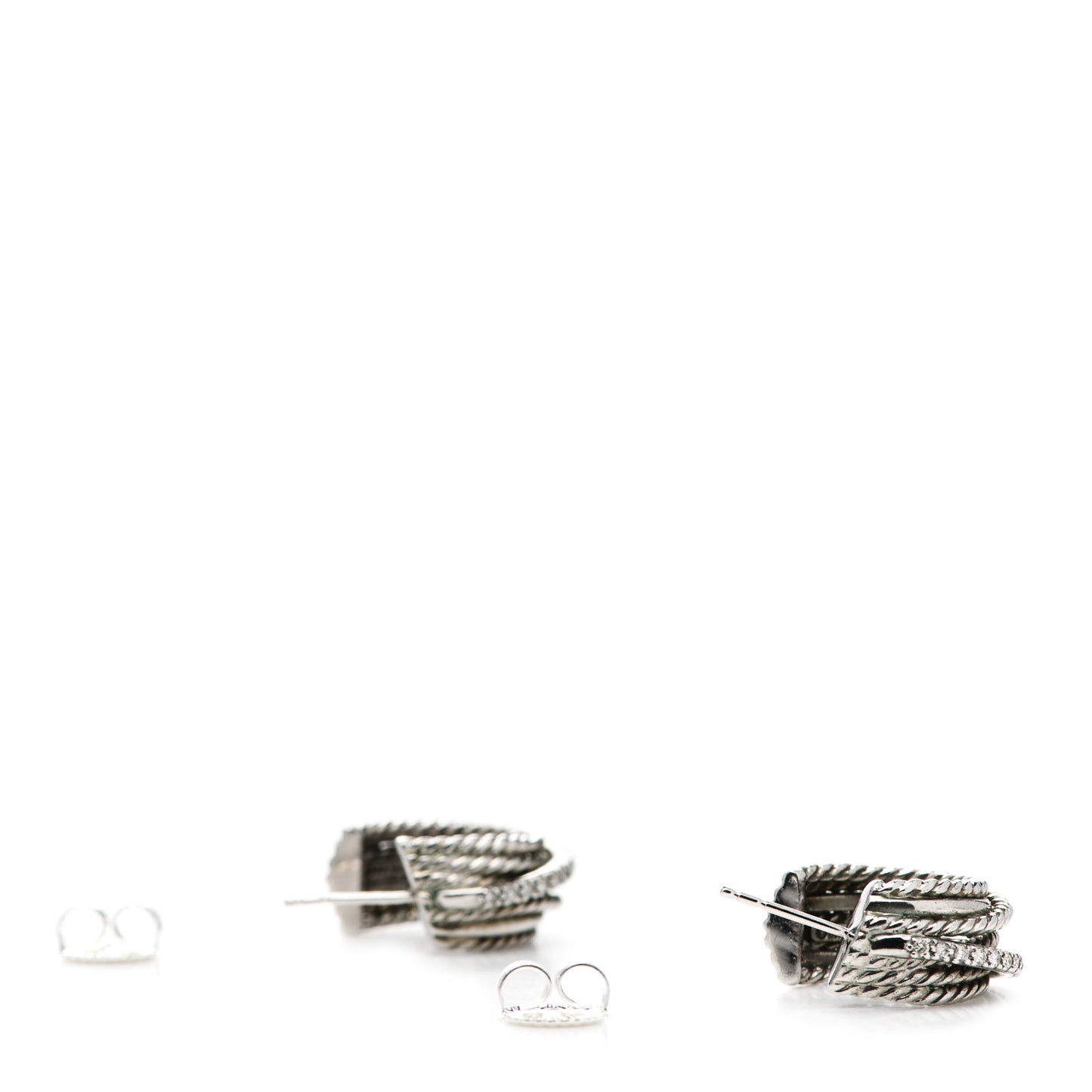 Sterling Silver Diamond 10mm Crossover Cable Hoop Earrings