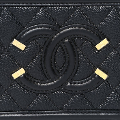 Chanel Caviar Quilted CC Filigree Vanity Clutch With Chain Black 8 of 10