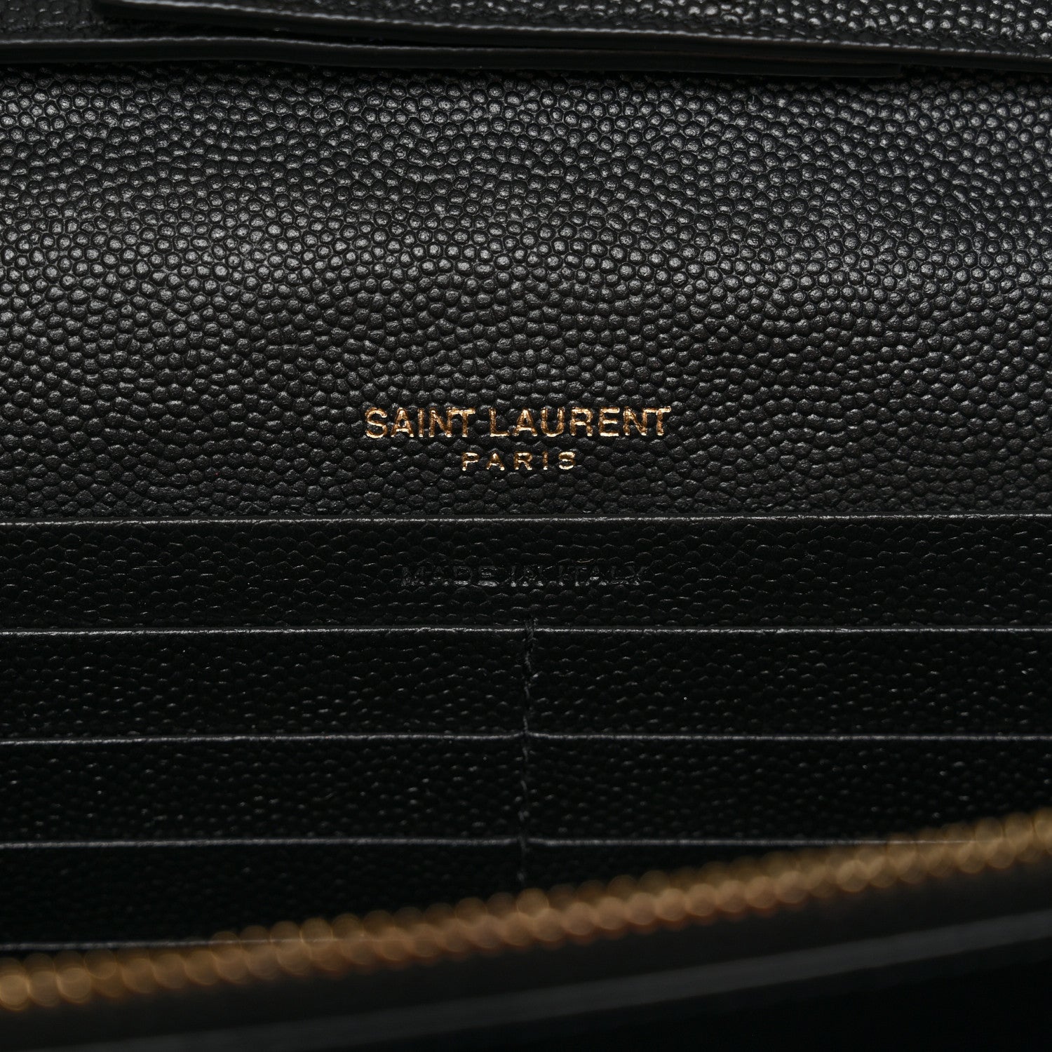 Saint Laurent Grain De Poudre Matelasse Chevron Monogram Chain Wallet Black 6 of 10