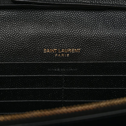 Saint Laurent Grain De Poudre Matelasse Chevron Monogram Chain Wallet Black 6 of 10