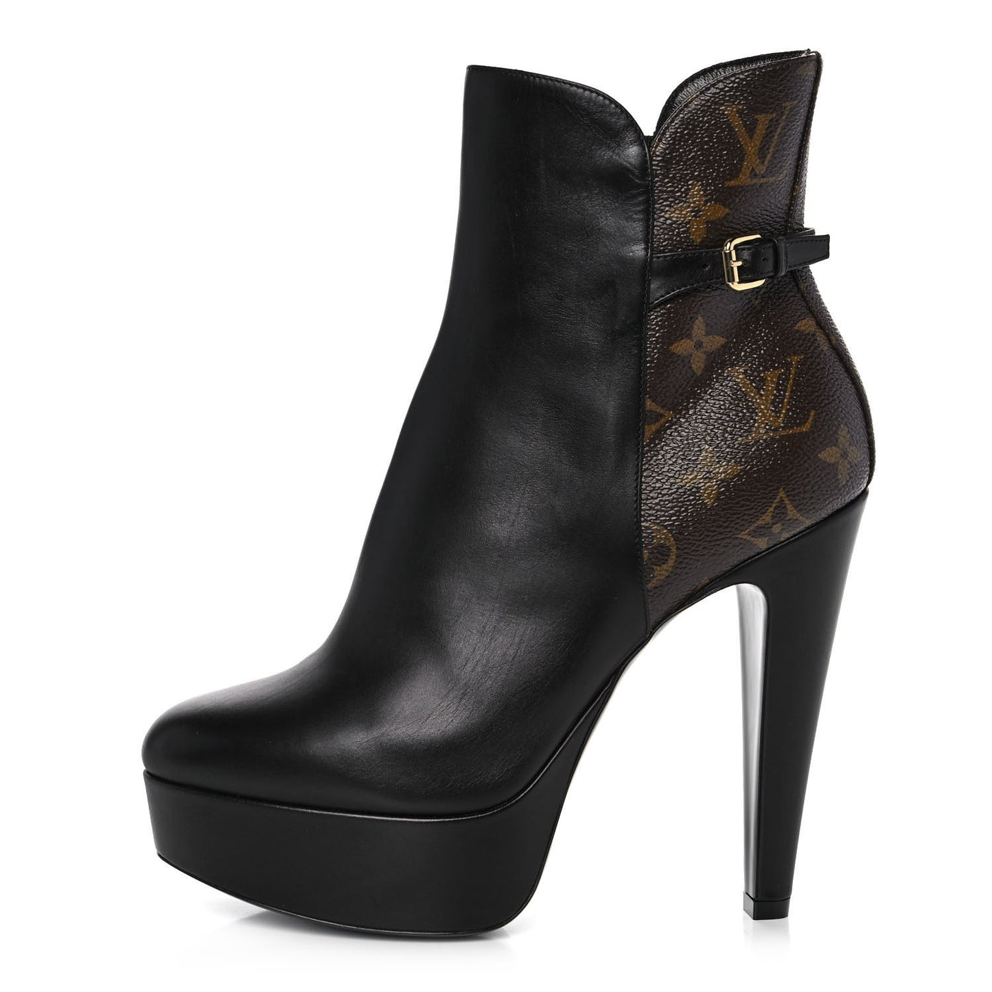 Calfskin Monogram Afterglow Platform Ankle Boots 39 Black