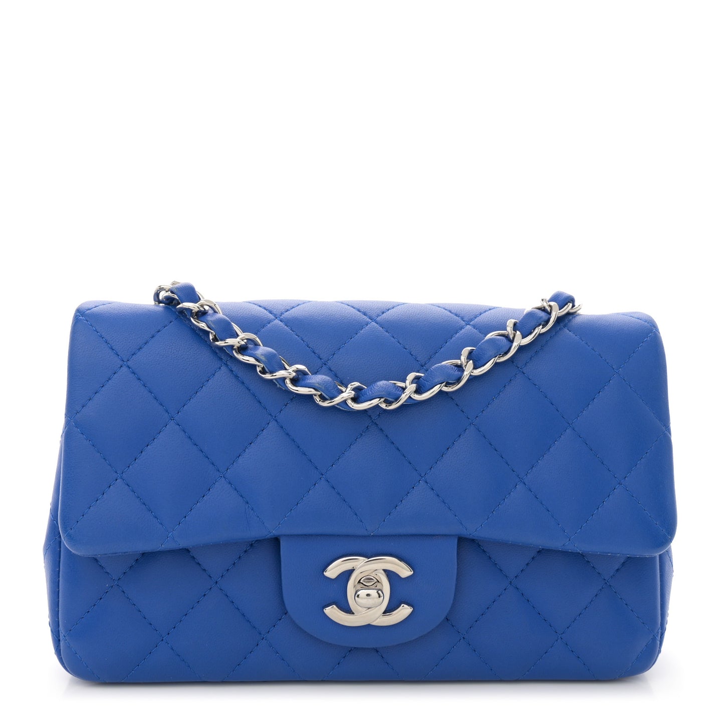 Lambskin Quilted Mini Rectangular Flap Royal Blue