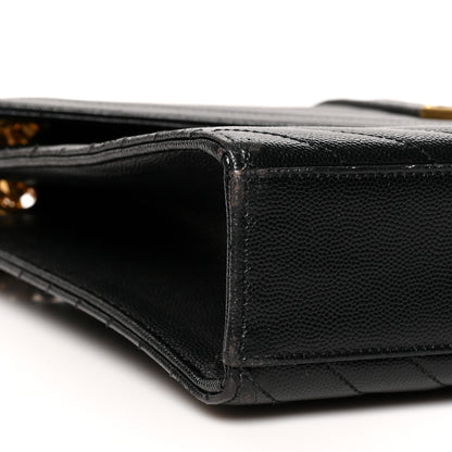 Saint Laurent Grain De Poudre Matelasse Chevron Large Monogram Satchel Black 9 of 14