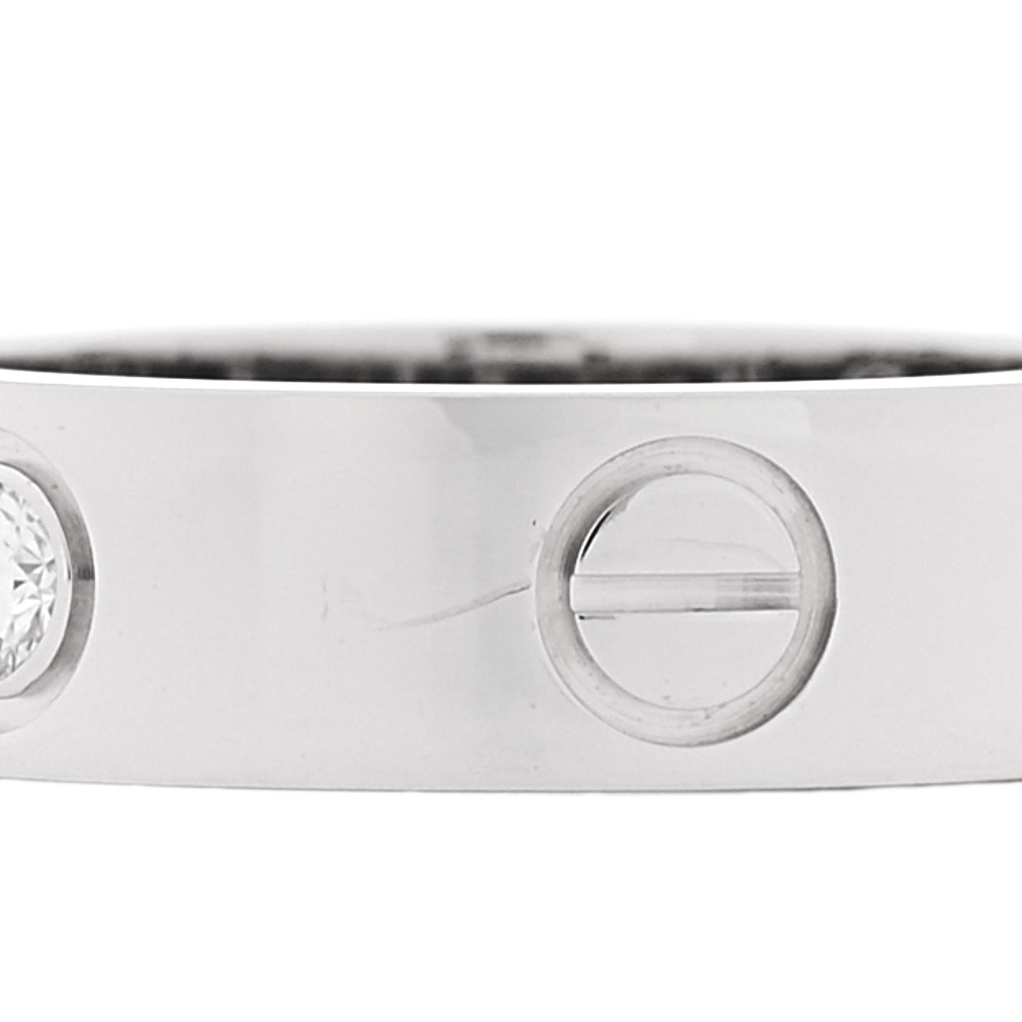 18K White Gold 3 Diamond 5.5mm LOVE Ring 51 5.75