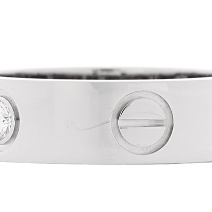 Cartier 18K White Gold 3 Diamond 5.5mm LOVE Ring 51 5.75 5 of 5