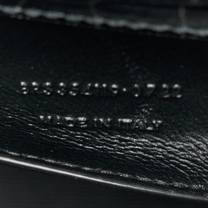 Saint Laurent Calfskin Crocodile Embossed Medium Classic Monogram Kate Tassel Satchel Black 9 of 12