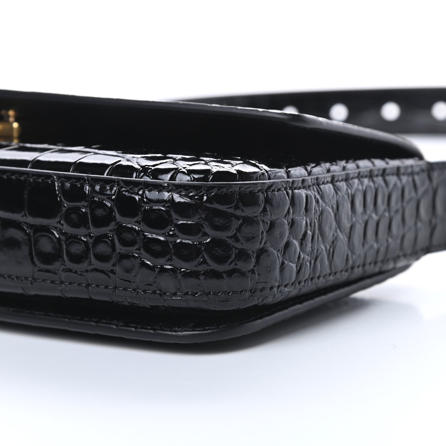 Balenciaga Shiny Calfskin Crocodile Embossed Ghost Sling Bag Black 10 of 12