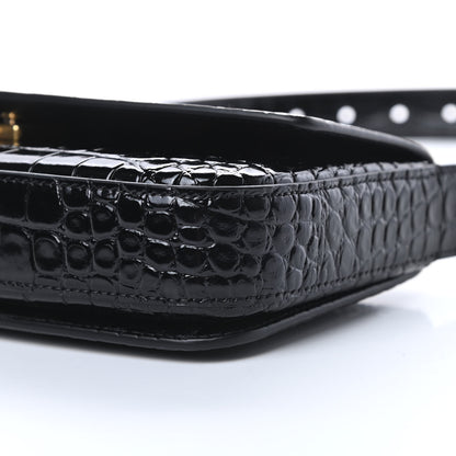 Balenciaga Shiny Calfskin Crocodile Embossed Ghost Sling Bag Black 10 of 12