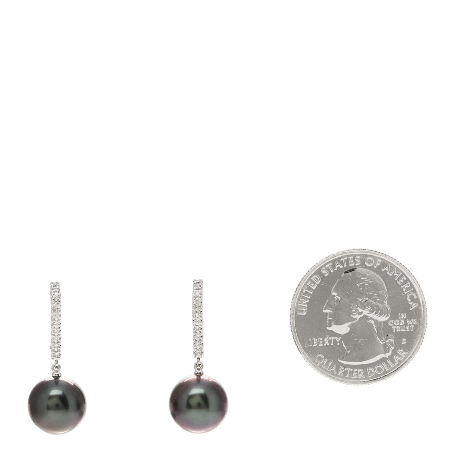 18K White Gold Diamond South Sea Pearl 10.5mm Drop Earrings