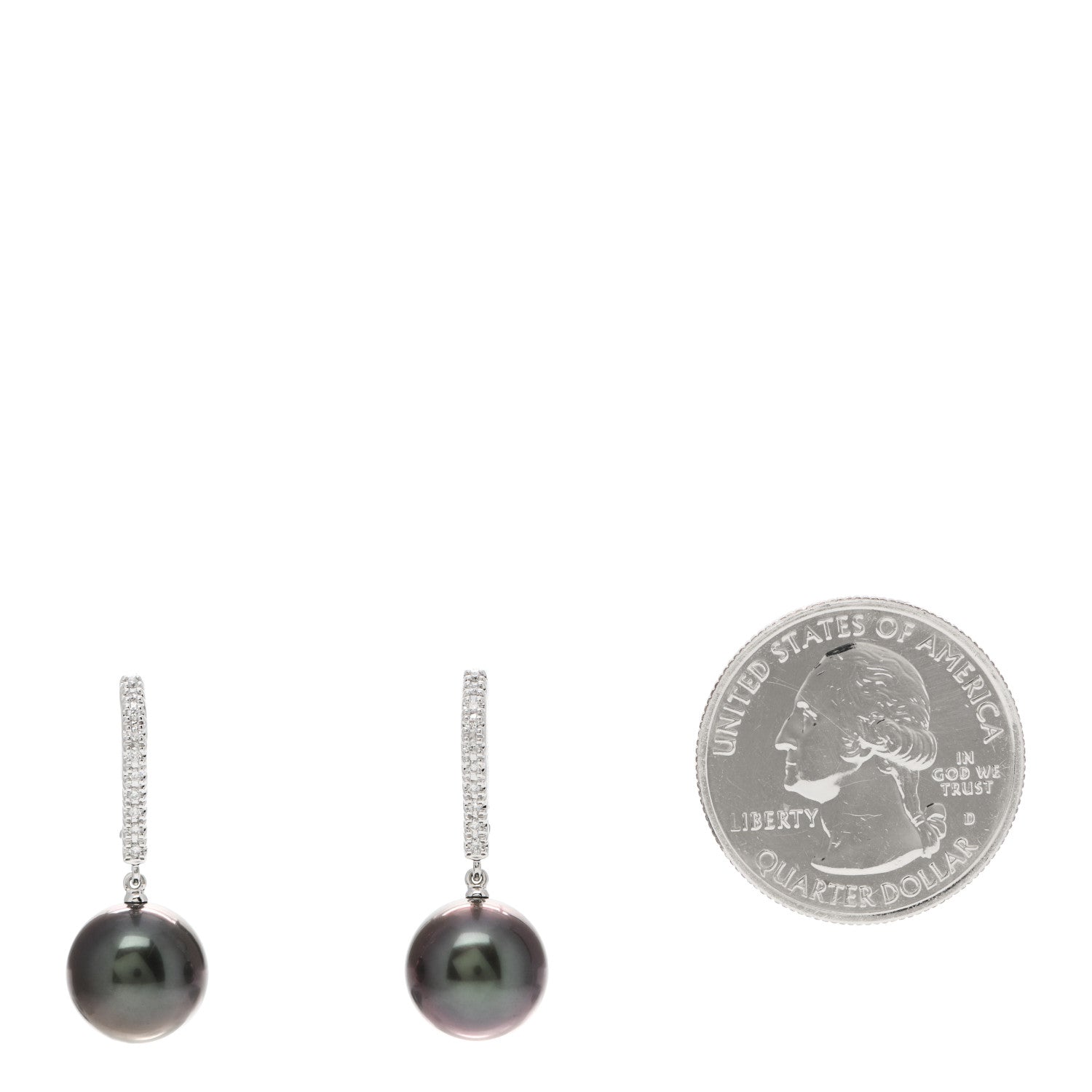 Mikimoto 18K White Gold Diamond South Sea Pearl 10.5mm Drop Earrings 2 of 4