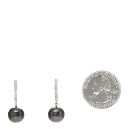 Mikimoto 18K White Gold Diamond South Sea Pearl 10.5mm Drop Earrings 2 of 4