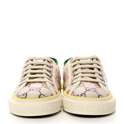 Gucci Canvas Lame Crystal GG Monogram Womens 1977 Tennis Sneakers 36.5 Gardenia Silver Mystic White 2 of 8