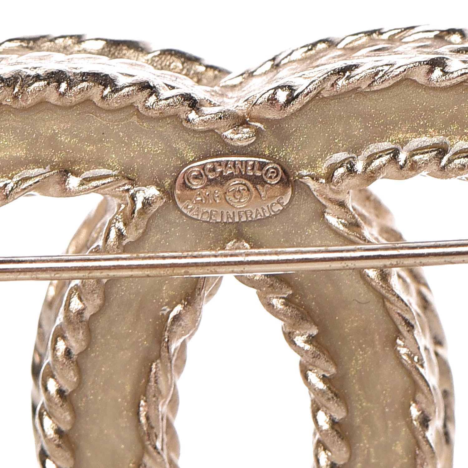 Chanel Crystal CC Brooch Light Gold 4 of 5