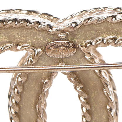 Chanel Crystal CC Brooch Light Gold 4 of 5
