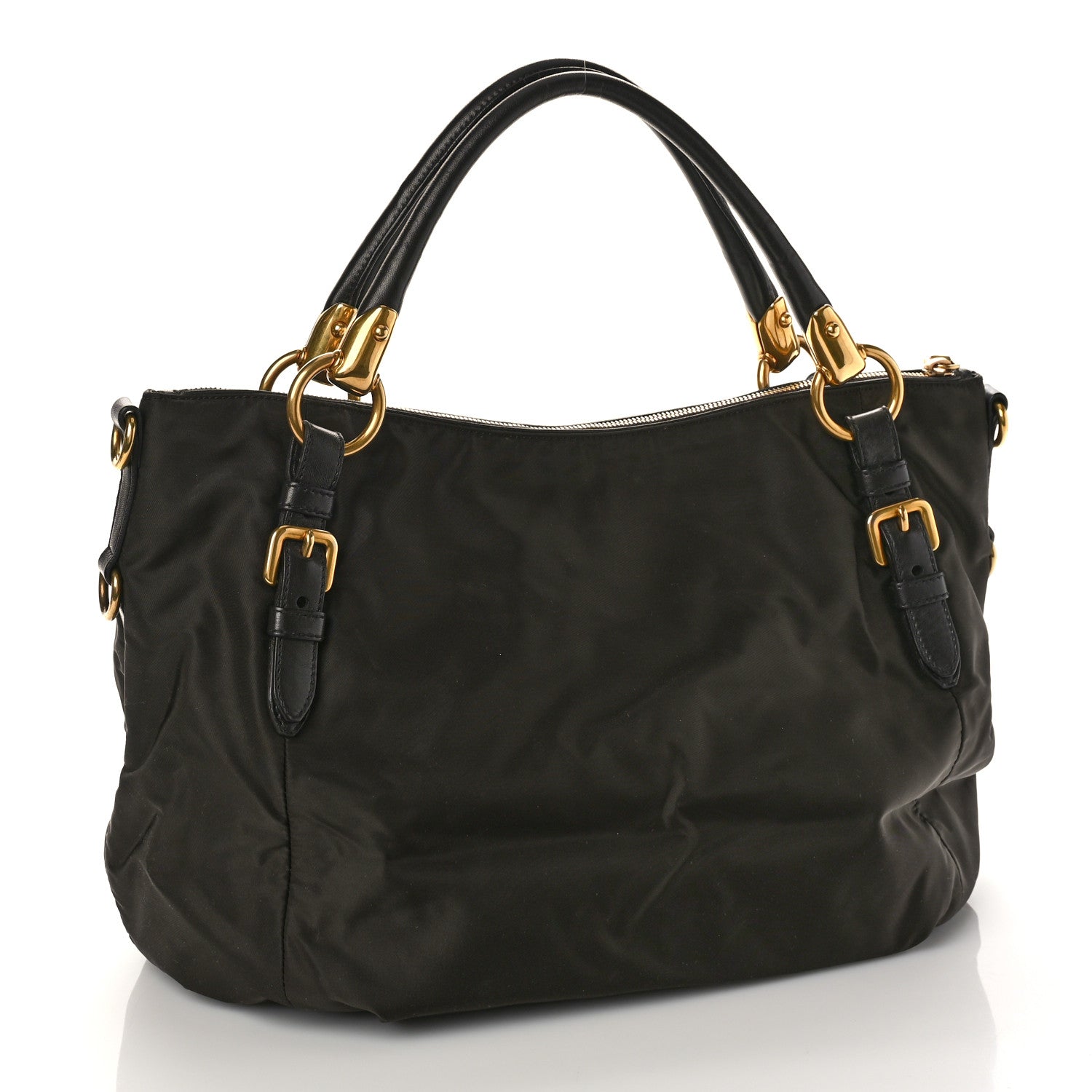 Prada Tessuto Nylon Jacquard Logo Aviator Satchel Ebano 3 of 8