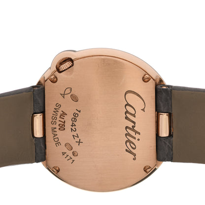 Cartier 18K Pink Gold Alligator Diamond Bezel 30mm Ballon Blanc De Cartier Quartz Watch 4 of 6