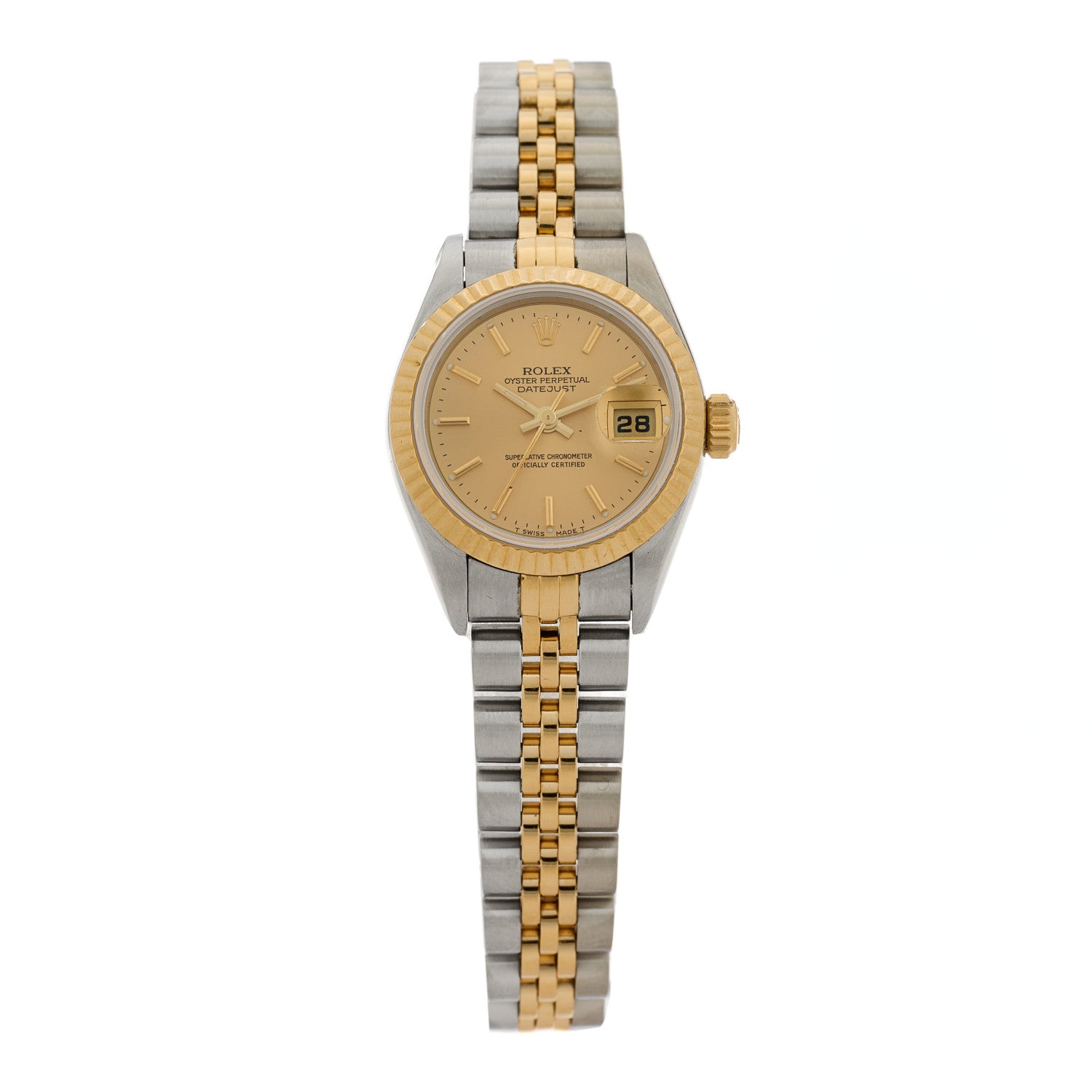 Rolex Stainless Steel 18K Yellow Gold 26mm Oyster Perpetual Datejust Watch Champagne 69173 1 of 4