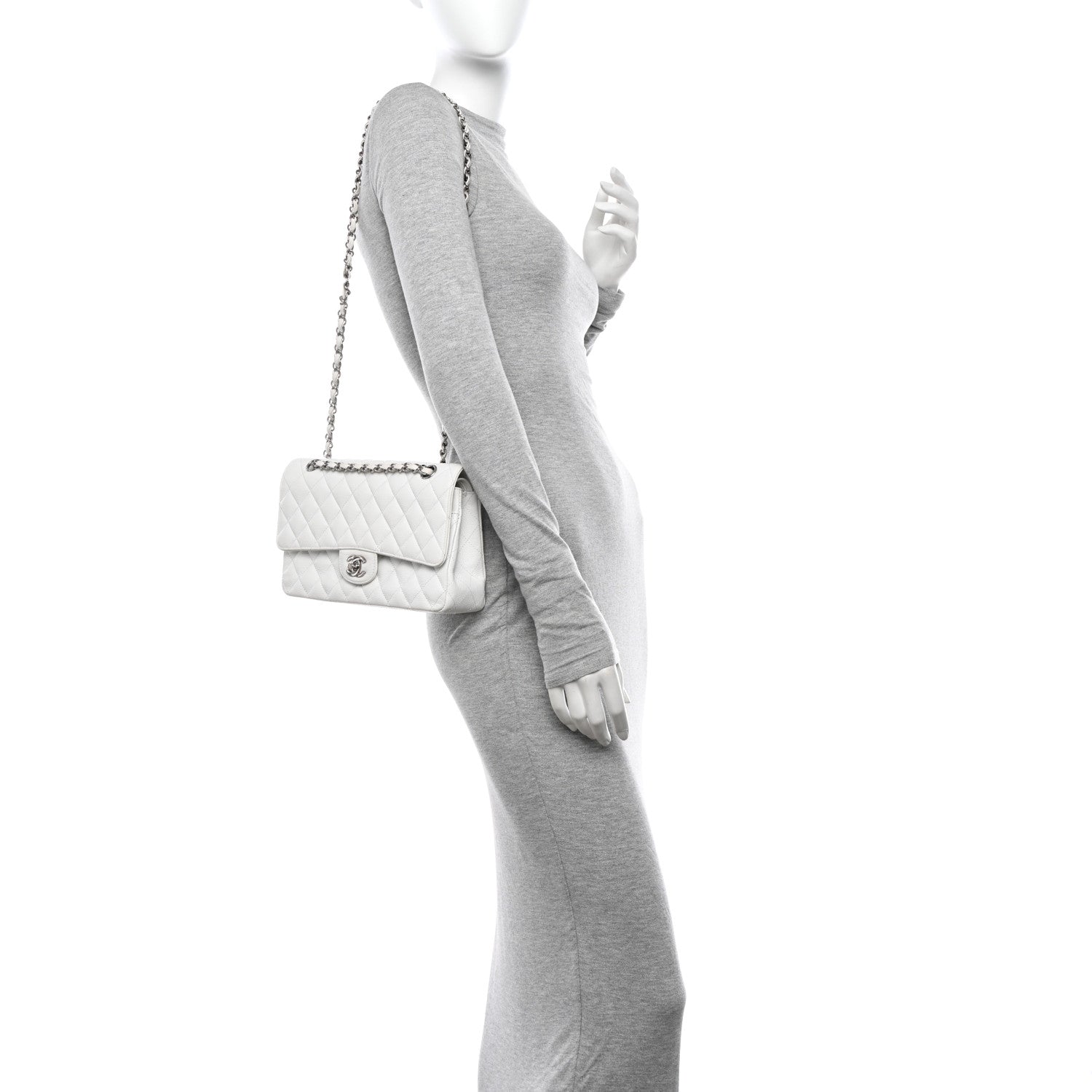 Chanel Caviar Quilted Medium Double Flap White 2 of 26