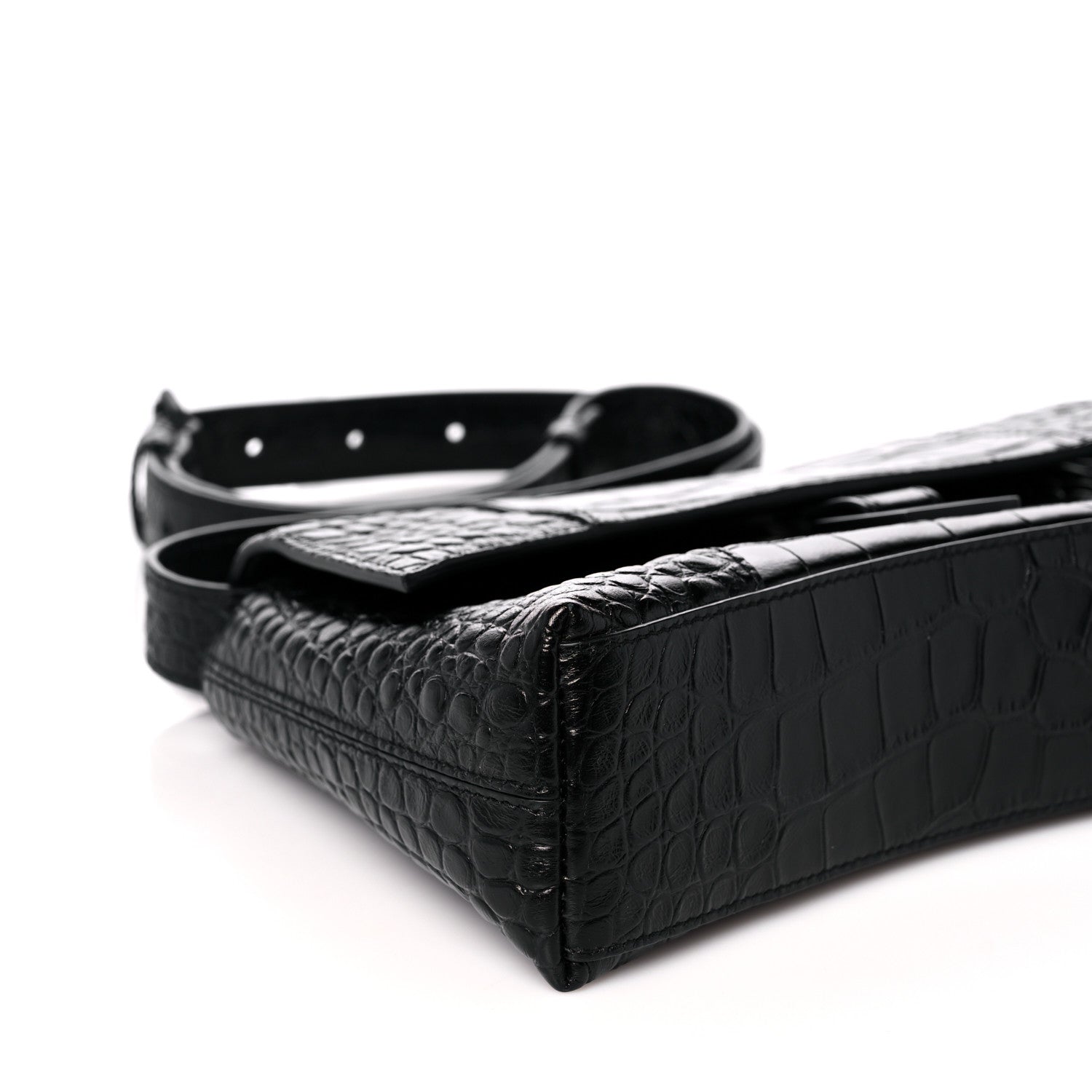 Balenciaga Extra Supple Calfskin Crocodile Embossed Monochrome XS Downtown Shoulder Bag Black 5 of 12
