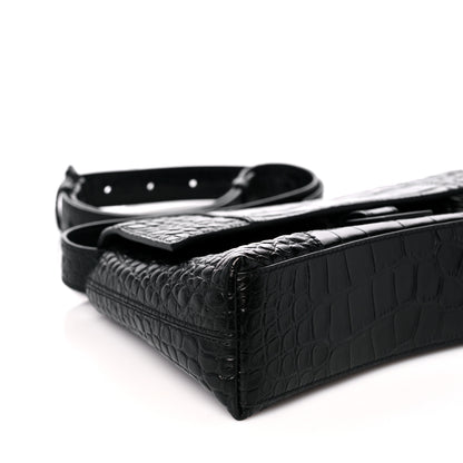 Balenciaga Extra Supple Calfskin Crocodile Embossed Monochrome XS Downtown Shoulder Bag Black 5 of 12