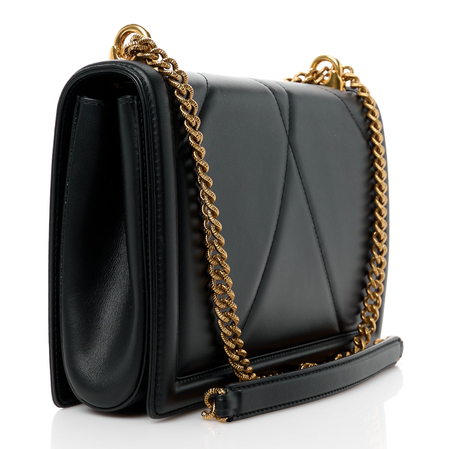 DOLCE & GABBANA Calfskin Medium Devotion Crossbody Bag Black