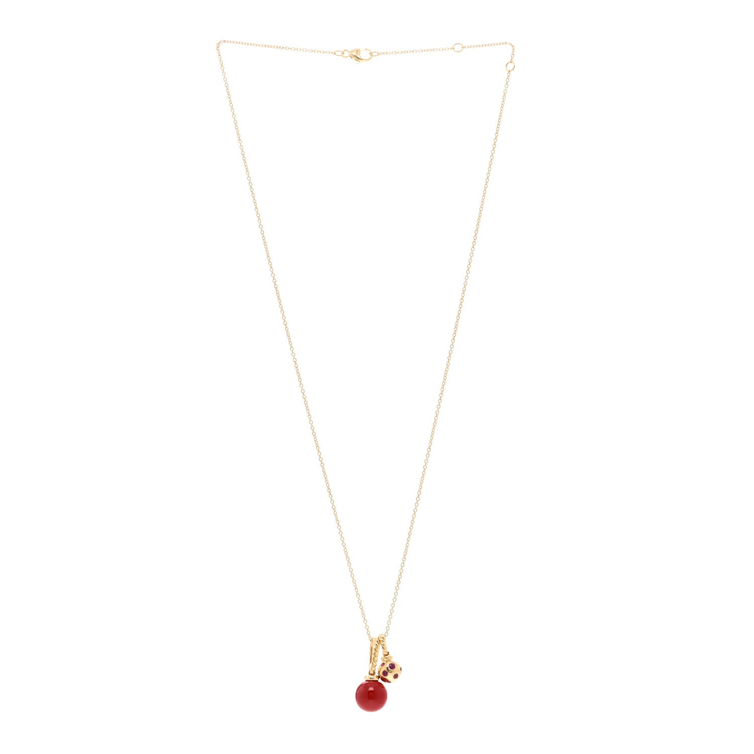 David Yurman 18K Yellow Gold Ruby Enamel Solari Pendant Necklace Cherry 3 of 4