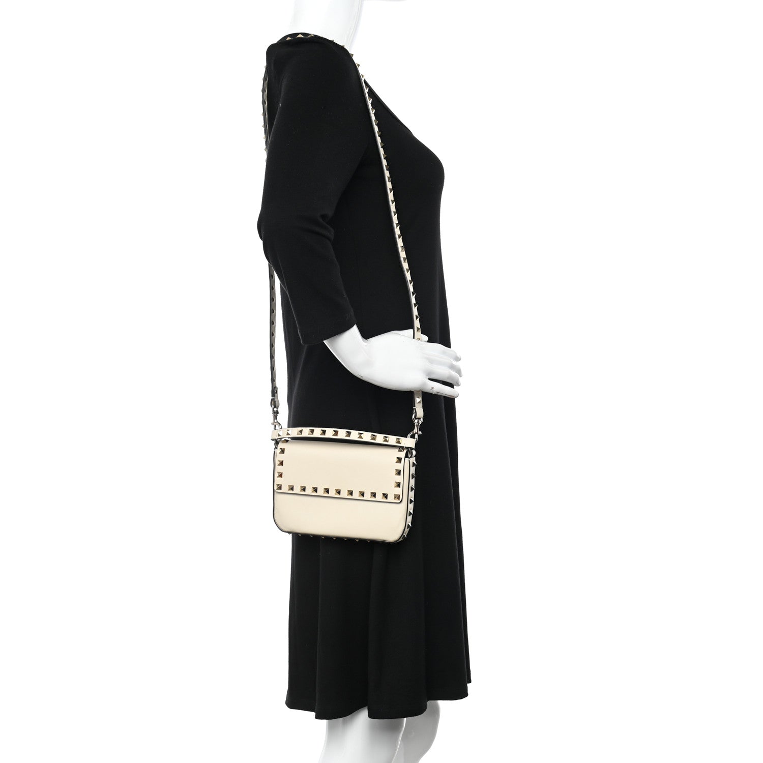 Valentino Garavani Calfskin Rockstud Crossbody Pouch Light Ivory 2 of 9