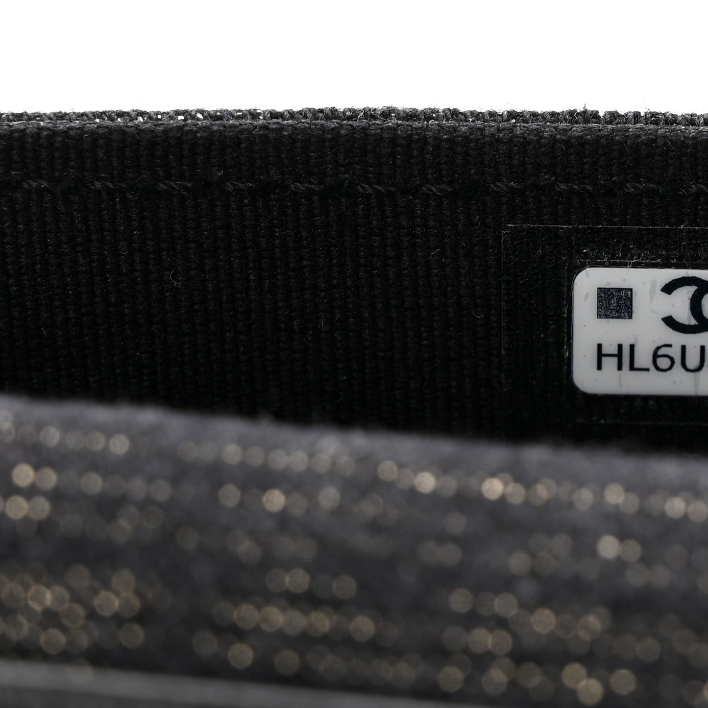 Denim Quilted Double You Card Holder On Chain Black Golden