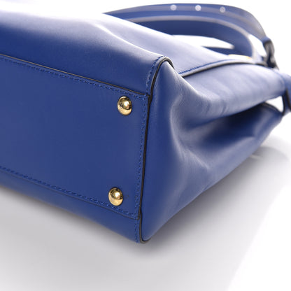 Fendi Vitello Morgan Fabric Jacquard Pequin Medium Peekaboo Iconic Satchel Blue Neon Tobacco 9 of 9