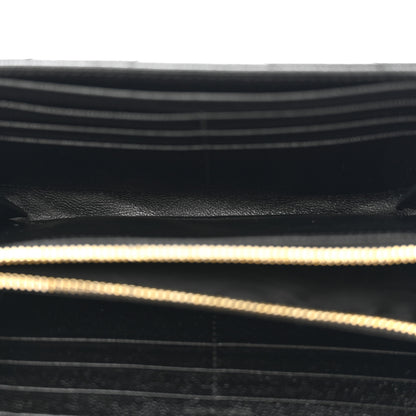 Saint Laurent Grain De Poudre Matelasse Chevron Monogram Flap Wallet Black 5 of 7