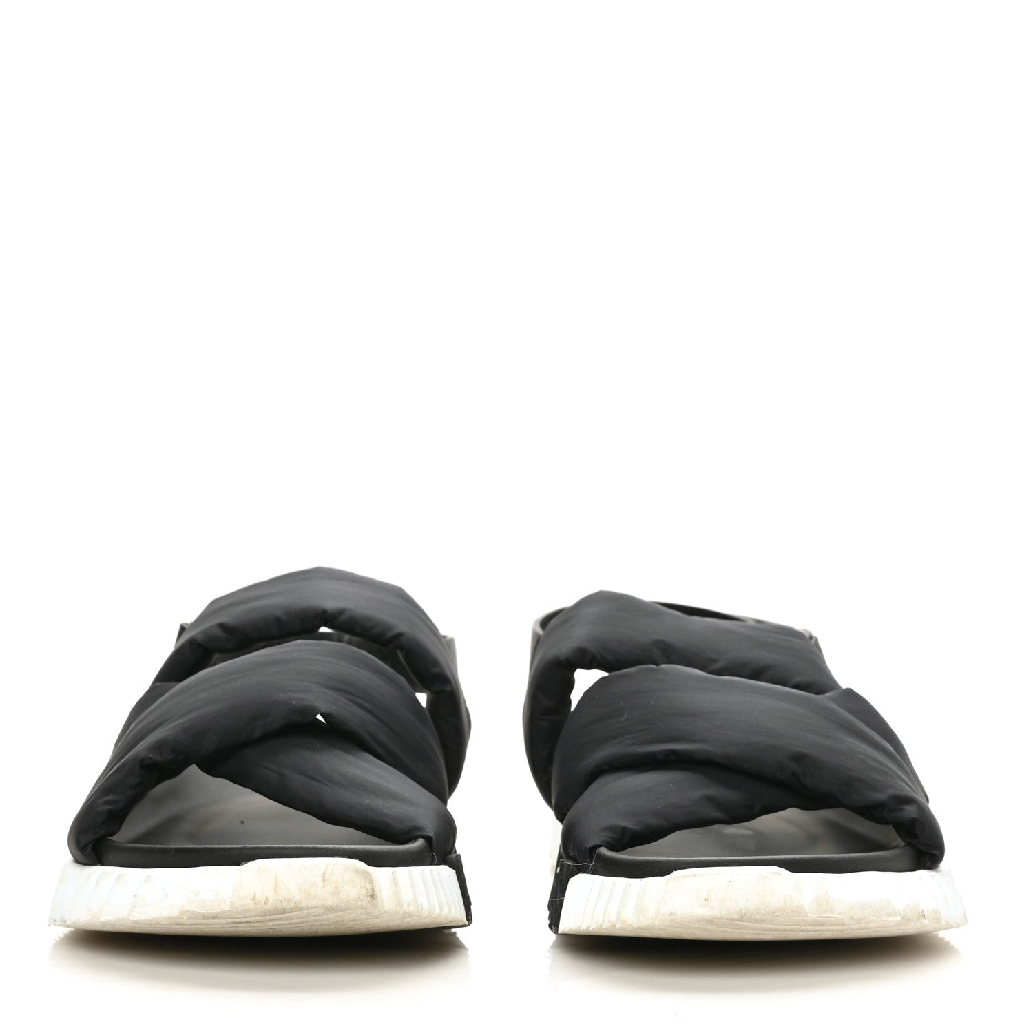 Hermes Parachute Fabric Calfskin Womens Electric Sandals 37.5 Black 2 of 8