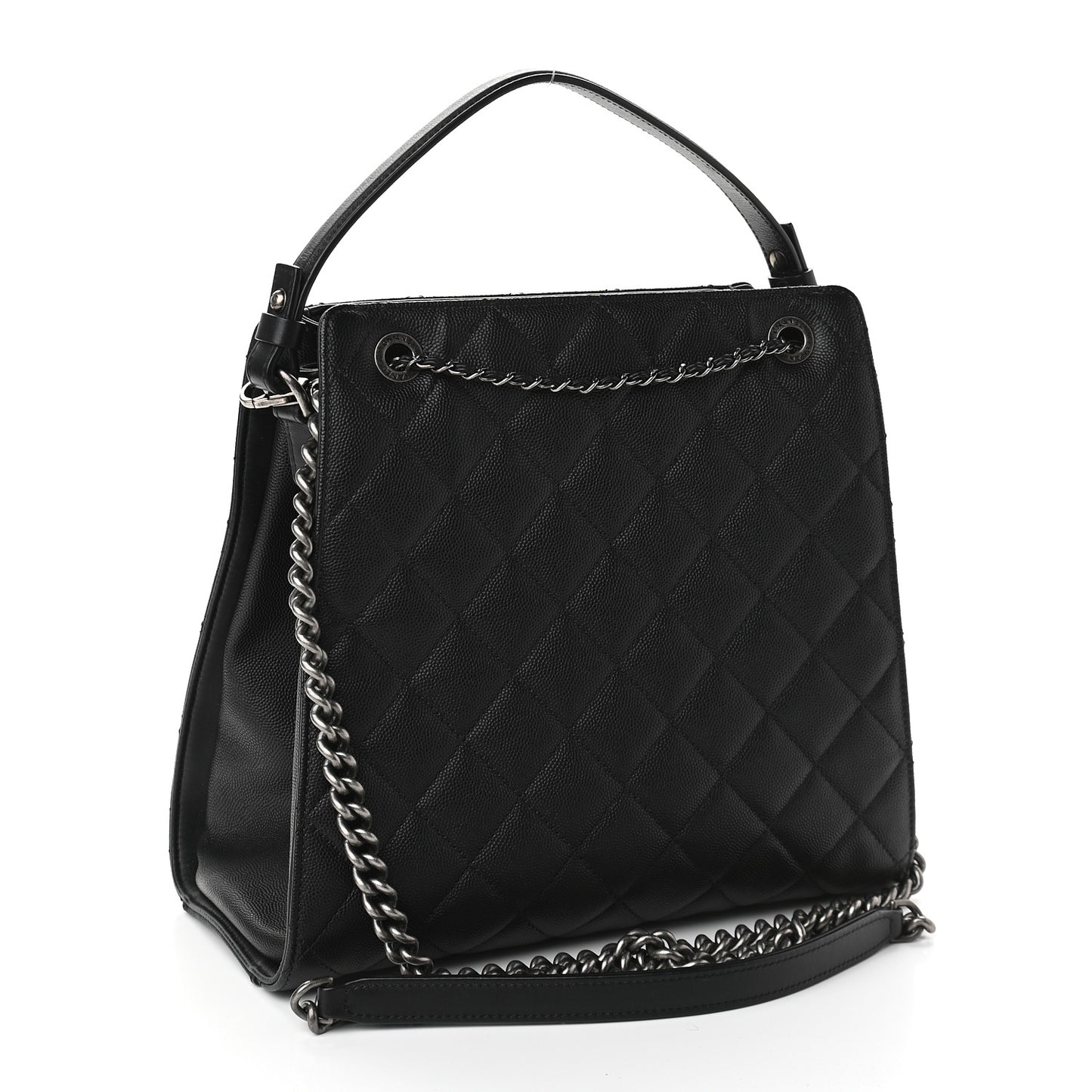Caviar Quilted Medium CC Bucket Bag Black