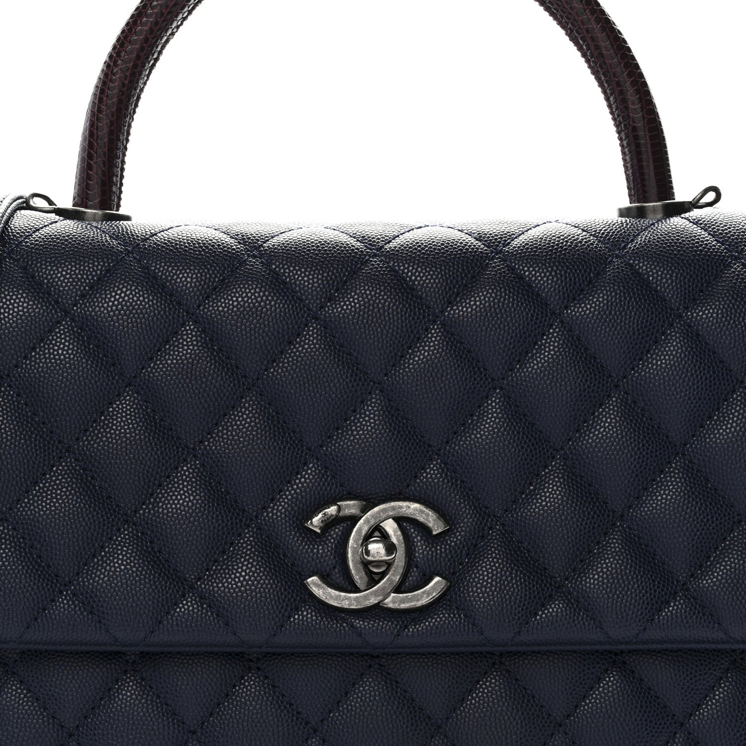 Chanel Caviar Lizard Quilted Medium Coco Handle Flap Navy 7 of 10