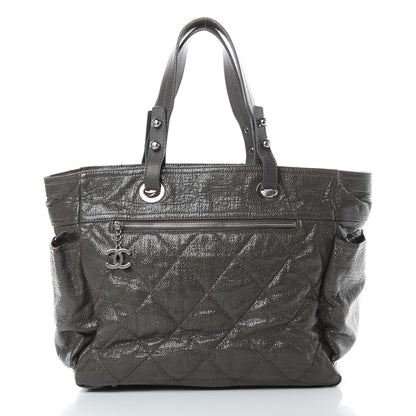 Chanel Coated Canvas Quilted Large Paris Biarritz Tote Grey 3 of 20