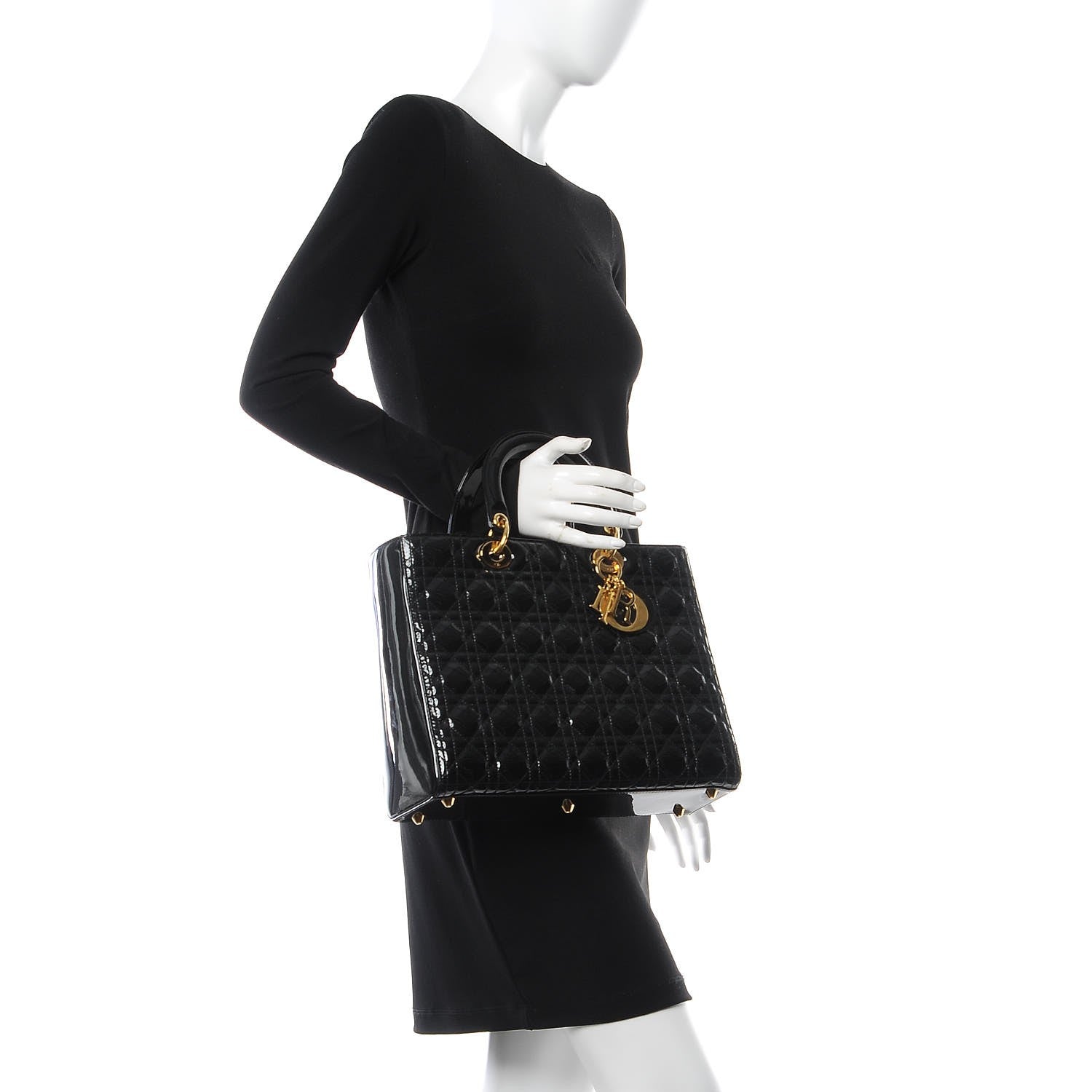 Christian Dior Patent Cannage Large Lady Dior Black 2 of 7