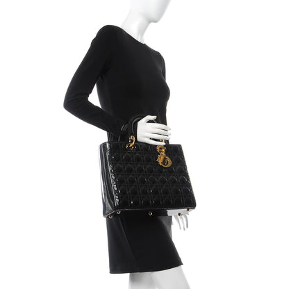 Christian Dior Patent Cannage Large Lady Dior Black 2 of 7