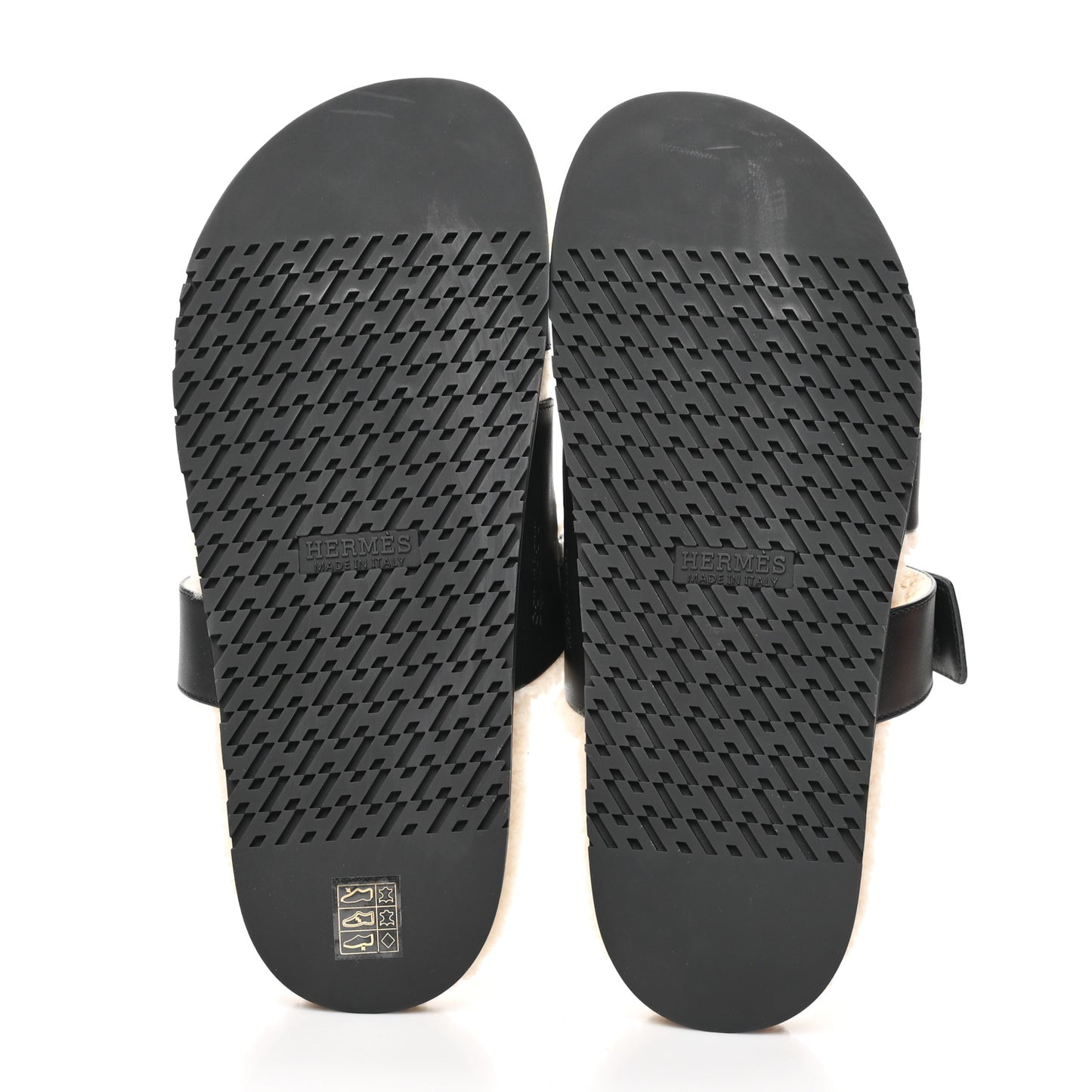 Calfskin Woolskin Mens Chypre Sandals 42.5 Black Ecru