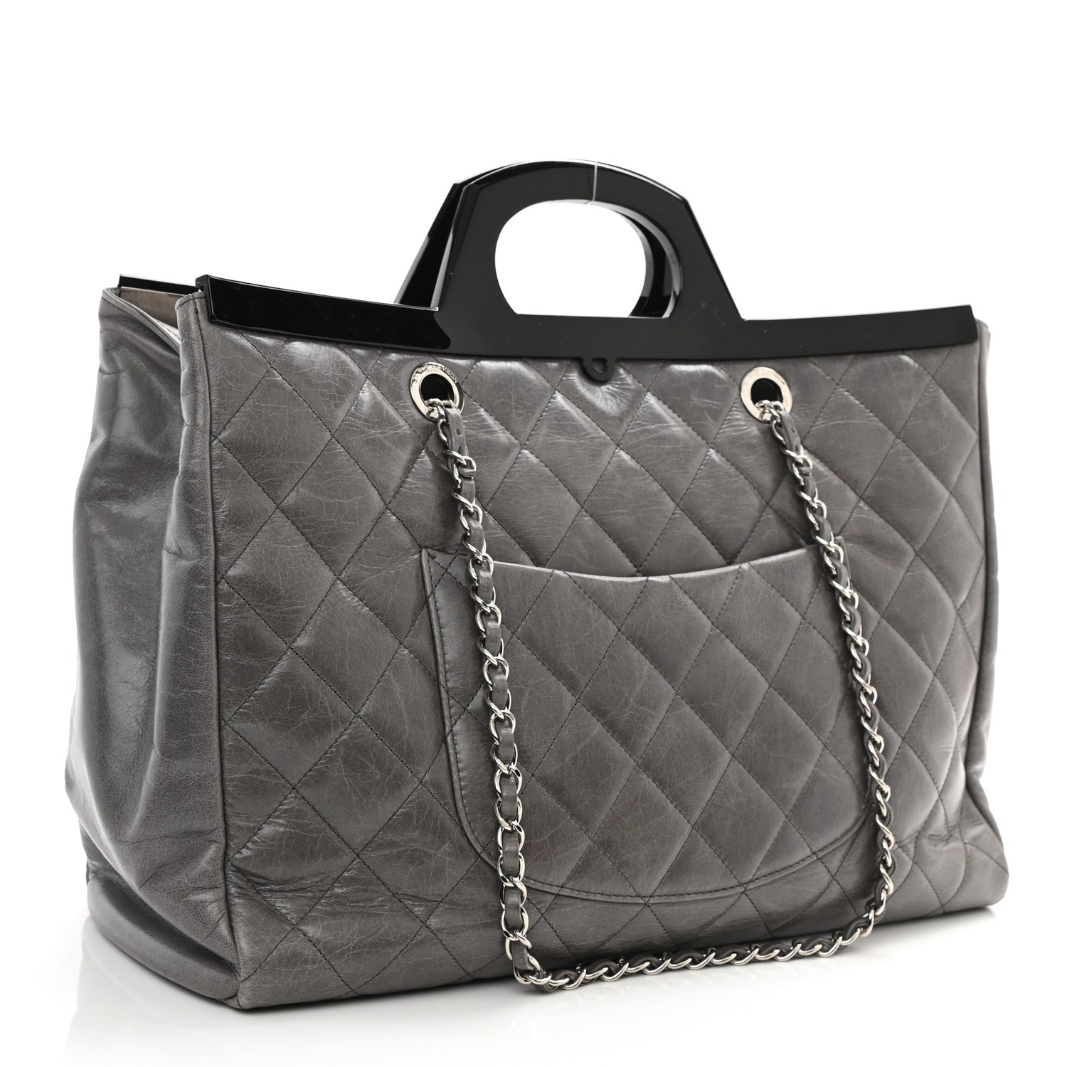 Chanel Glazed Calfskin Quilted Large CC Delivery Tote Grey 3 of 10