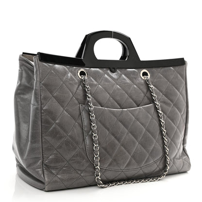 Chanel Glazed Calfskin Quilted Large CC Delivery Tote Grey 3 of 10