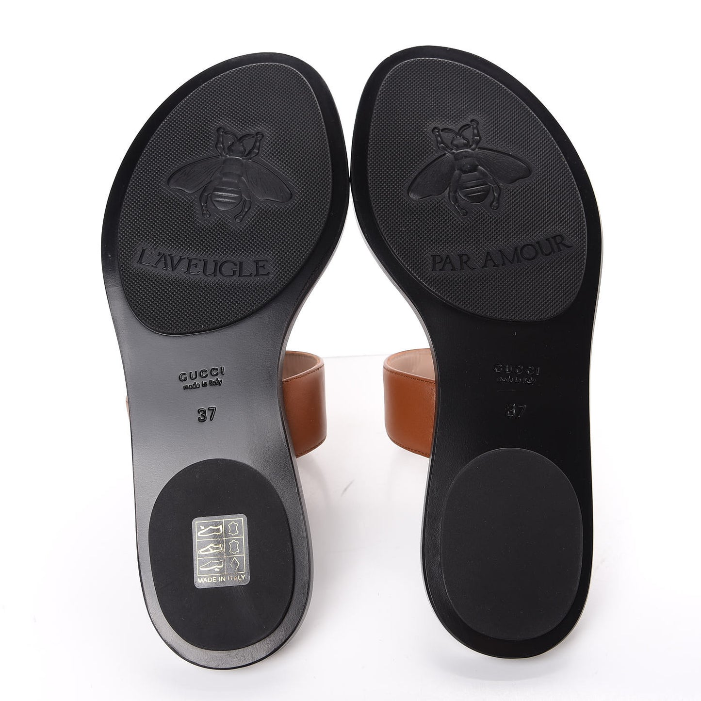 Calfskin GG Marmont Thong Sandals 37 Cognac