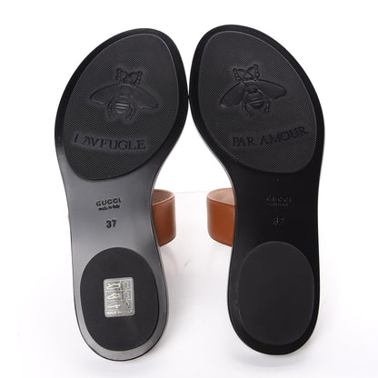 Gucci Calfskin GG Marmont Thong Sandals 37 Cognac 5 of 8