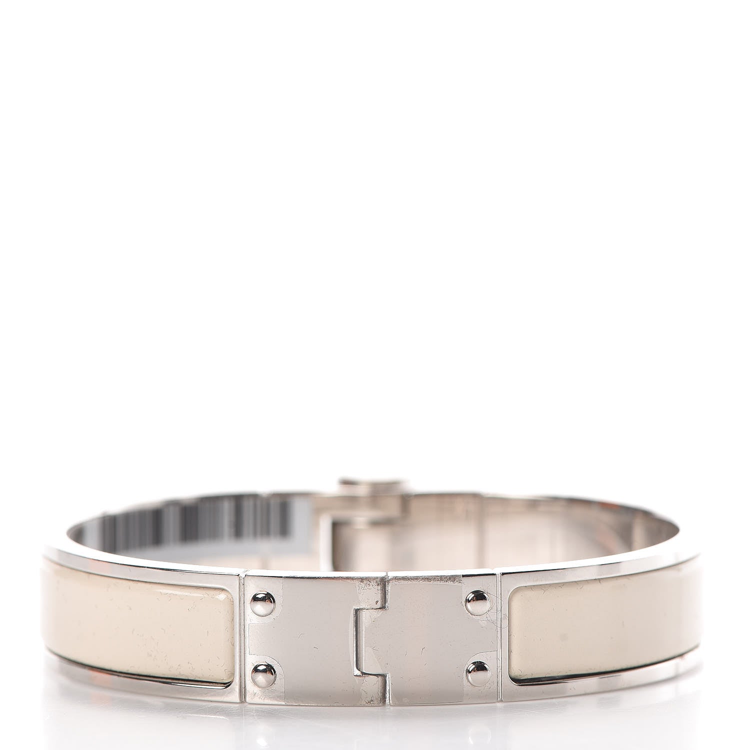Hermes Enamel Charniere Uni Narrow Hinged Bracelet S Pannacotta 3 of 5