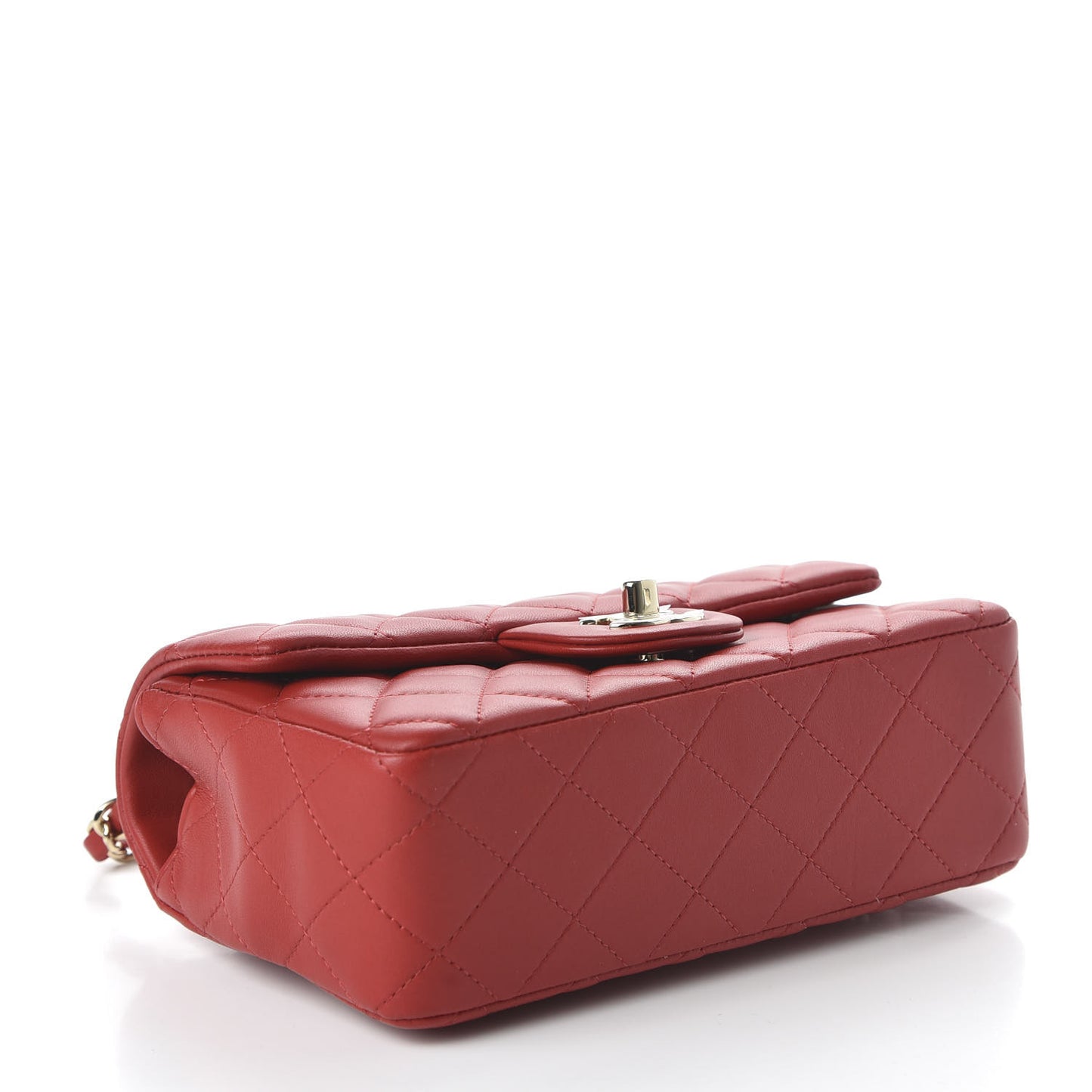 Lambskin Quilted Mini Rectangular Flap Red