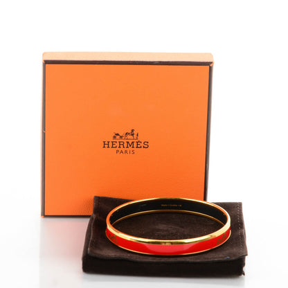 Hermes Enamel Printed Narrow Caleche Bracelet 65 Rouge Vif 5 of 5