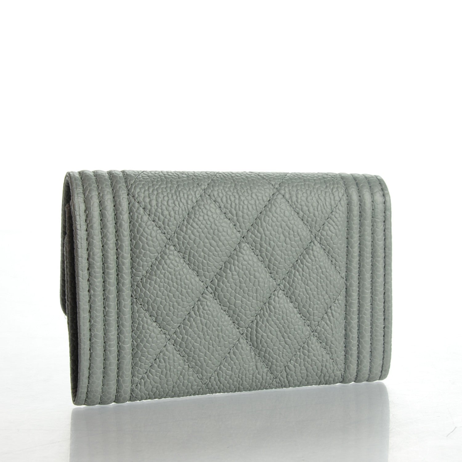 Chanel Caviar Quilted Boy Flap Card Holder Grey 3 of 8