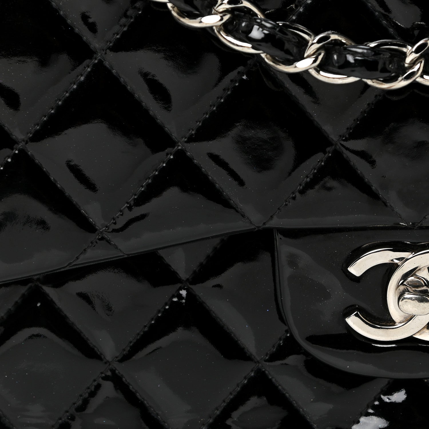 Chanel Patent Quilted Jumbo Double Flap Black 21 of 22