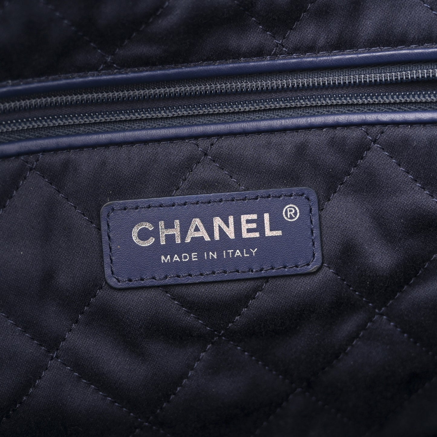 Shiny Calfskin Quilted Small Chanel 22 Navy